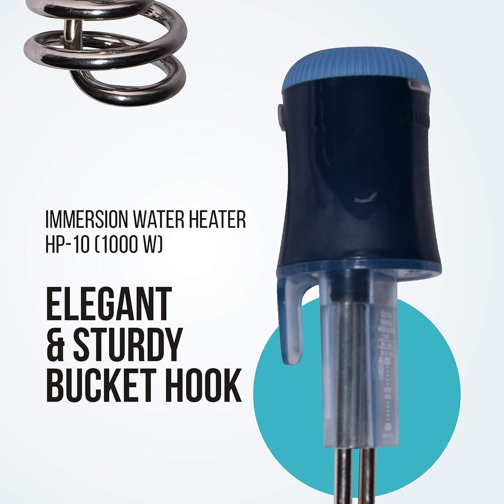 Havells Plastic Hp10 Auto 1000 watts Immersion Heater|Isi Mark Heavy Duty 3 Pin Moulded Plug,Touch Protection Cover|Waterproof,Heating Indicator,Nickel Plating,Warranty: 2 Year Comprehensive|(Blue)