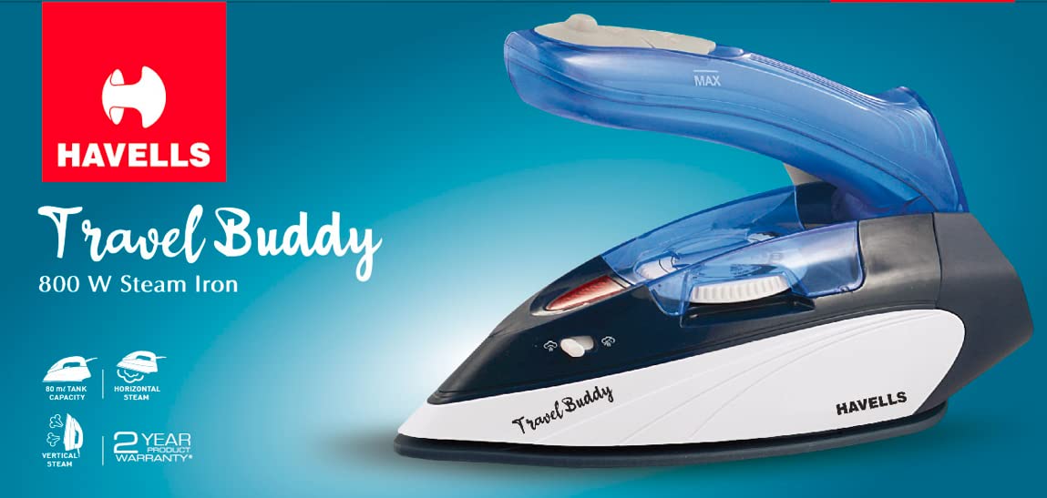 Havells Plastic Travel Buddy 800 Watt Steam Iron With Steam Burst
