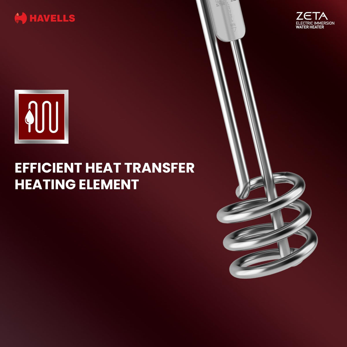 Havells Plastic Zeta 1000 Watt Immersion Heater | ISI Mark Heavy Duty 3 Pin Moulded Plug, Touch Protection Cover |Waterproof, Heating Indicator, Nickel Plating, Warranty: 2 Year Comprehensive|(Grey)