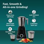 Havells Pulse 500 Watt Mixer Grinder|3 Stainless Steel Leak-Resistant Jars (400ml, 800ml, 1.2L)