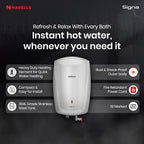 Havells Signa 5L Instant Water Heater(Geyser) with Anti Rust Aqua Shield| Twin LED Indicator| Shock Proof Body| ISI Marked| Fire Retardant Power Cord| Warranty- 5Yr on inner tank & 2Yr comprehensive