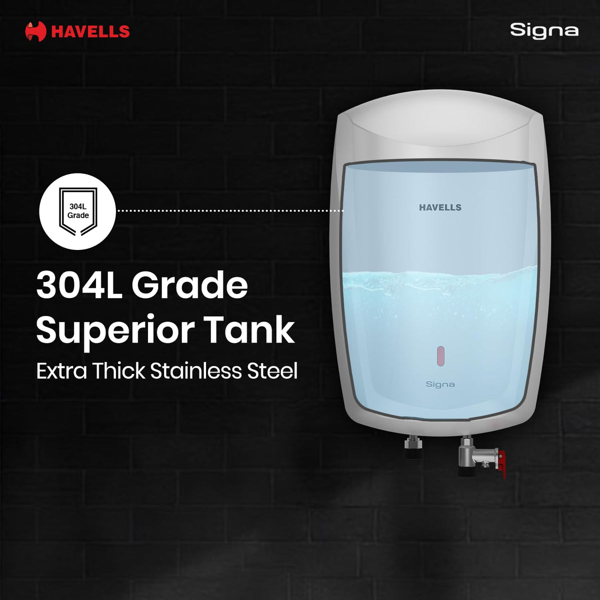 Havells Signa 5L Instant Water Heater(Geyser) with Anti Rust Aqua Shield| Twin LED Indicator| Shock Proof Body| ISI Marked| Fire Retardant Power Cord| Warranty- 5Yr on inner tank & 2Yr comprehensive