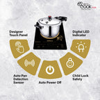 Havells TC 20 Glass Ceramic Cooktop Induction (Electric Stove) | 2000 W | With 9 Cooking Options | Copper Coil with 3 Year Warranty | Auto Pan Detection Sensor | Designer Touch Panel (Black)
