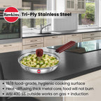 Hawkins 20 cm Frying Pan, Triply Stainless Steel Fry Pan with Glass Lid, Induction Frying Pan, Silver (SSF20G)