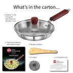Hawkins 20 cm Frying Pan, Triply Stainless Steel Fry Pan with Glass Lid, Induction Frying Pan, Silver (SSF20G)
