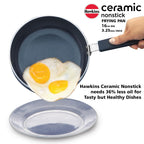 Hawkins Ceramic Nonstick Frying Pan, 16 cm Diameter, Induction Fry Pan with Glass Lid, Granite Omlette Egg Pan, Fish Pan (ICF16G)