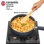 Hawkins Ceramic Nonstick Frying Pan, 16 cm Diameter, Induction Fry Pan with Glass Lid, Granite Omlette Egg Pan, Fish Pan (ICF16G)