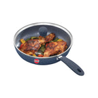Hawkins Ceramic Nonstick Frying Pan, 23 cm Diameter, Induction Fry Pan with Glass Lid, Granite Omlette Egg Pan, Fish Pan, Blue (ICF23G)