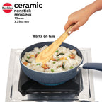 Hawkins Ceramic Nonstick Frying Pan, 19 cm Diameter, Induction Fry Pan with Glass Lid, Granite Omlette Egg Pan (ICF19G)
