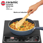 Hawkins Ceramic Nonstick Frying Pan, 19 cm Diameter, Induction Fry Pan with Glass Lid, Granite Omlette Egg Pan (ICF19G)