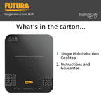 Hawkins Futura Single Induction Hob, 2000-W Cooktop with 20 Power Settings, Precise Time Setting Intervals, Child Lock, Black (FIC1A1)