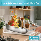 Hawkins Pro 26 cm Frying Pan, Triply Stainless Steel Fry Pan with Stainless Steel Handle and Stainless Steel Lid, Silver (PSF26S)
