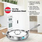 Hawkins Pro 18 cm Frying Pan, Triply Stainless Steel Fry Pan with Stainless Steel Handle and Stainless Steel Lid, Silver (PSF18S)