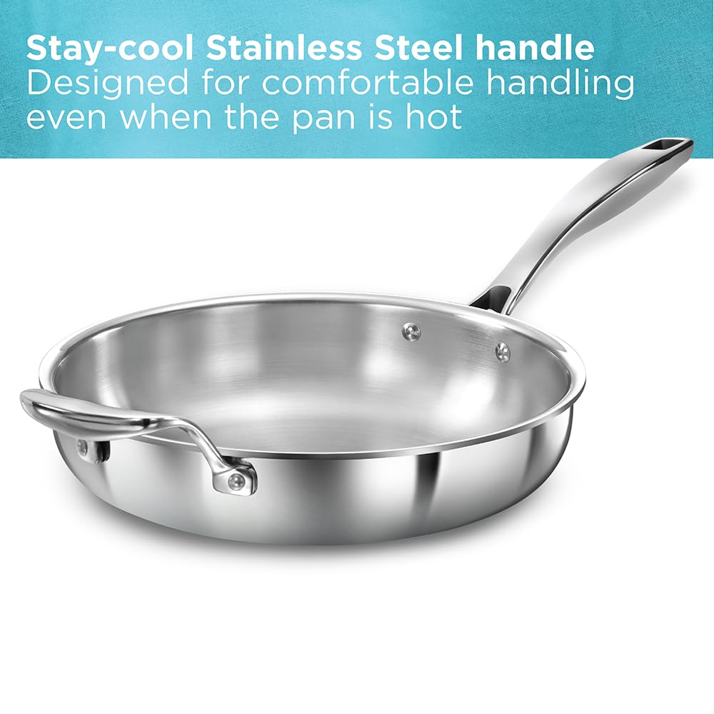 Hawkins Pro 18 cm Frying Pan, Triply Stainless Steel Fry Pan with Stainless Steel Handle and Stainless Steel Lid, Silver (PSF18S)