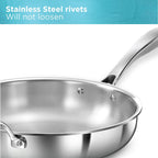 Hawkins Pro 22 cm Frying Pan, Triply Stainless Steel Fry Pan with Stainless Steel Handle and Stainless Steel Lid, Silver (PSF22S)