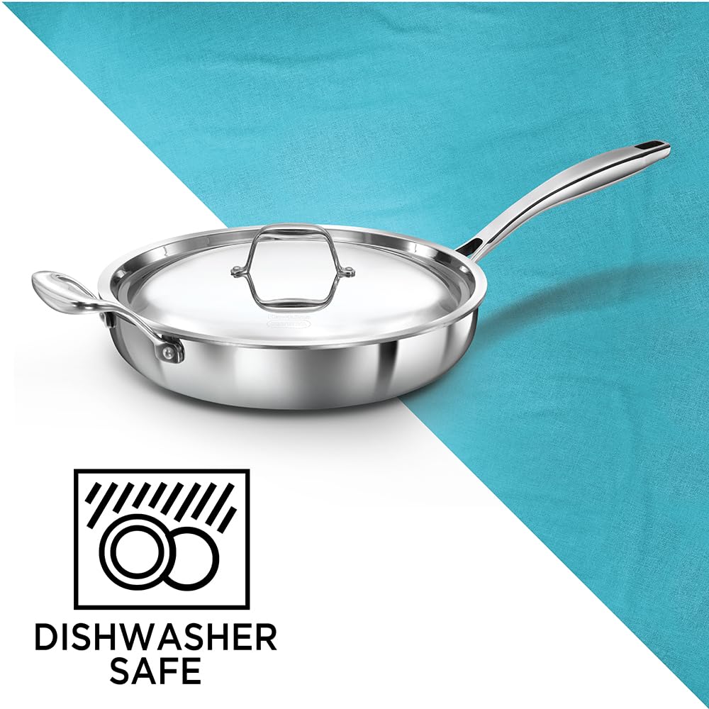 Hawkins Pro 18 cm Frying Pan, Triply Stainless Steel Fry Pan with Stainless Steel Handle and Stainless Steel Lid, Silver (PSF18S)
