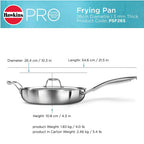 Hawkins Pro 18 cm Frying Pan, Triply Stainless Steel Fry Pan with Stainless Steel Handle and Stainless Steel Lid, Silver (PSF18S)