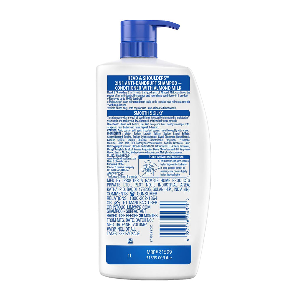 Head & Shoulders 2-in-1 Smooth and Silky Anti Dandruff Shampoo + Conditioner ( 1 L)