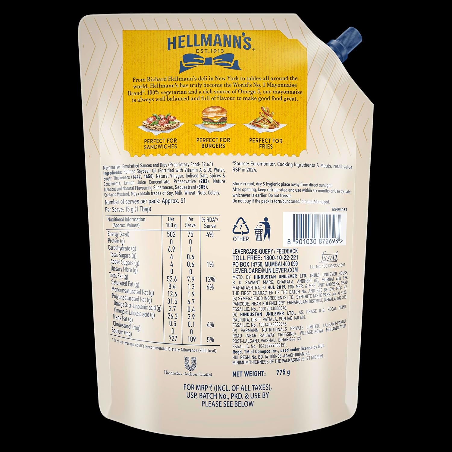 Hellmann's Veg Mayonnaise, 800 g