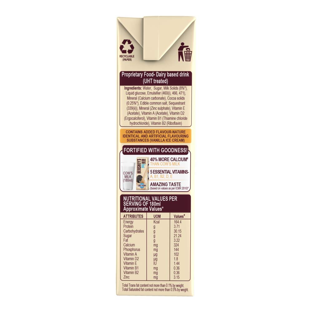 Hershey's Cookies N Creme Flavored Milkshake180ml