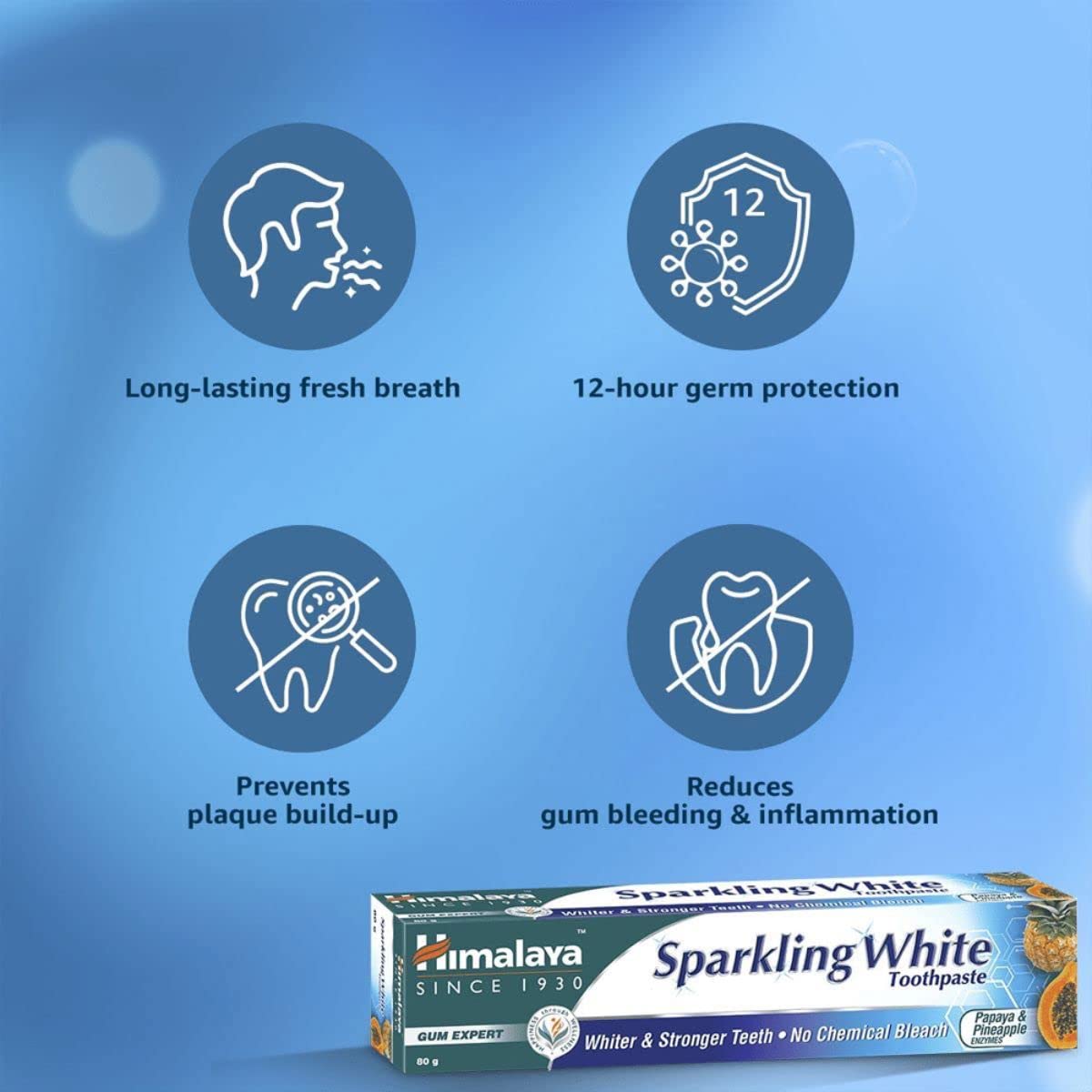 Himalaya Herbals Sparkling White Toothpaste for Whitening - 150 g (Pack of 2)