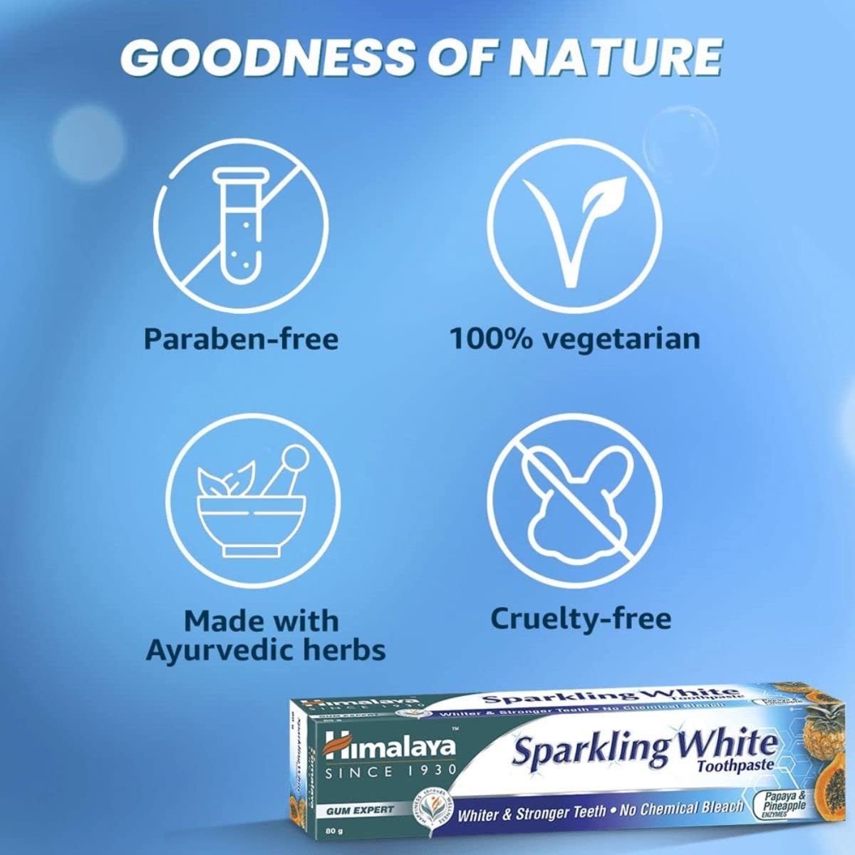 Himalaya Herbals Sparkling White Toothpaste for Whitening - 150 g (Pack of 2)