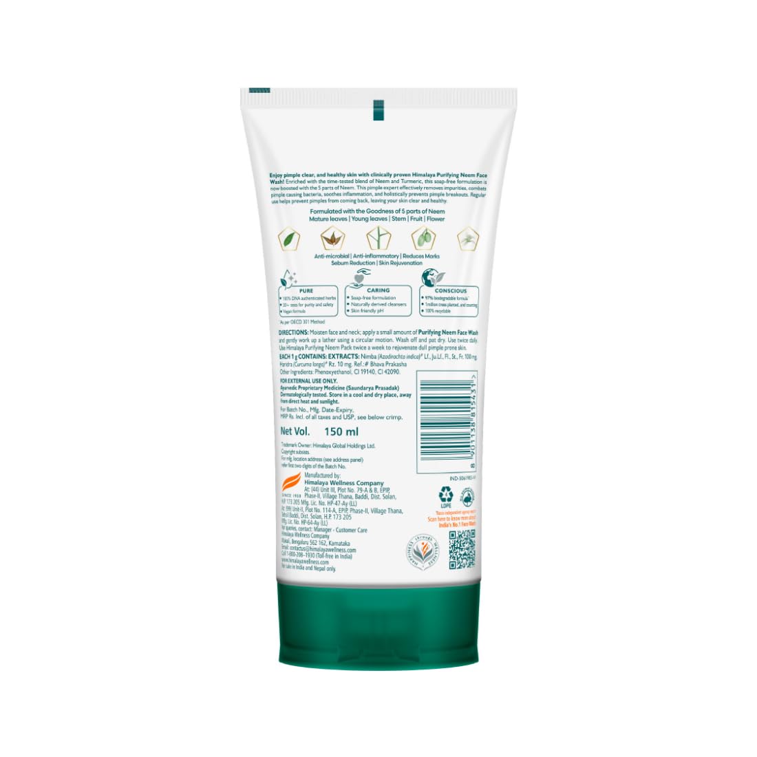 Himalaya Purifying Neem Face Wash, 150 ml