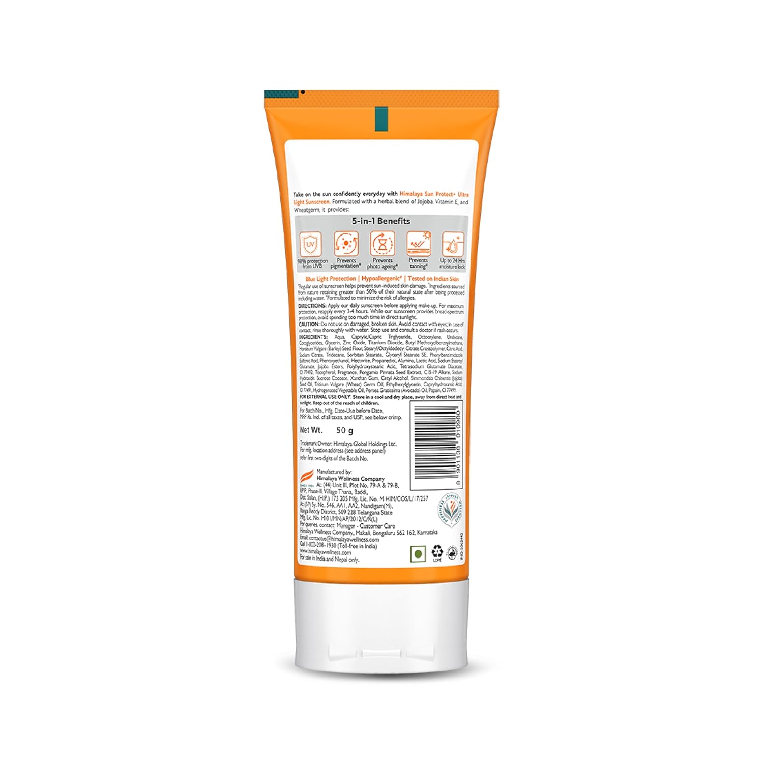 Himalaya Sun Protect+ Ultra Light Sunscreen | Light tint Cream 50g