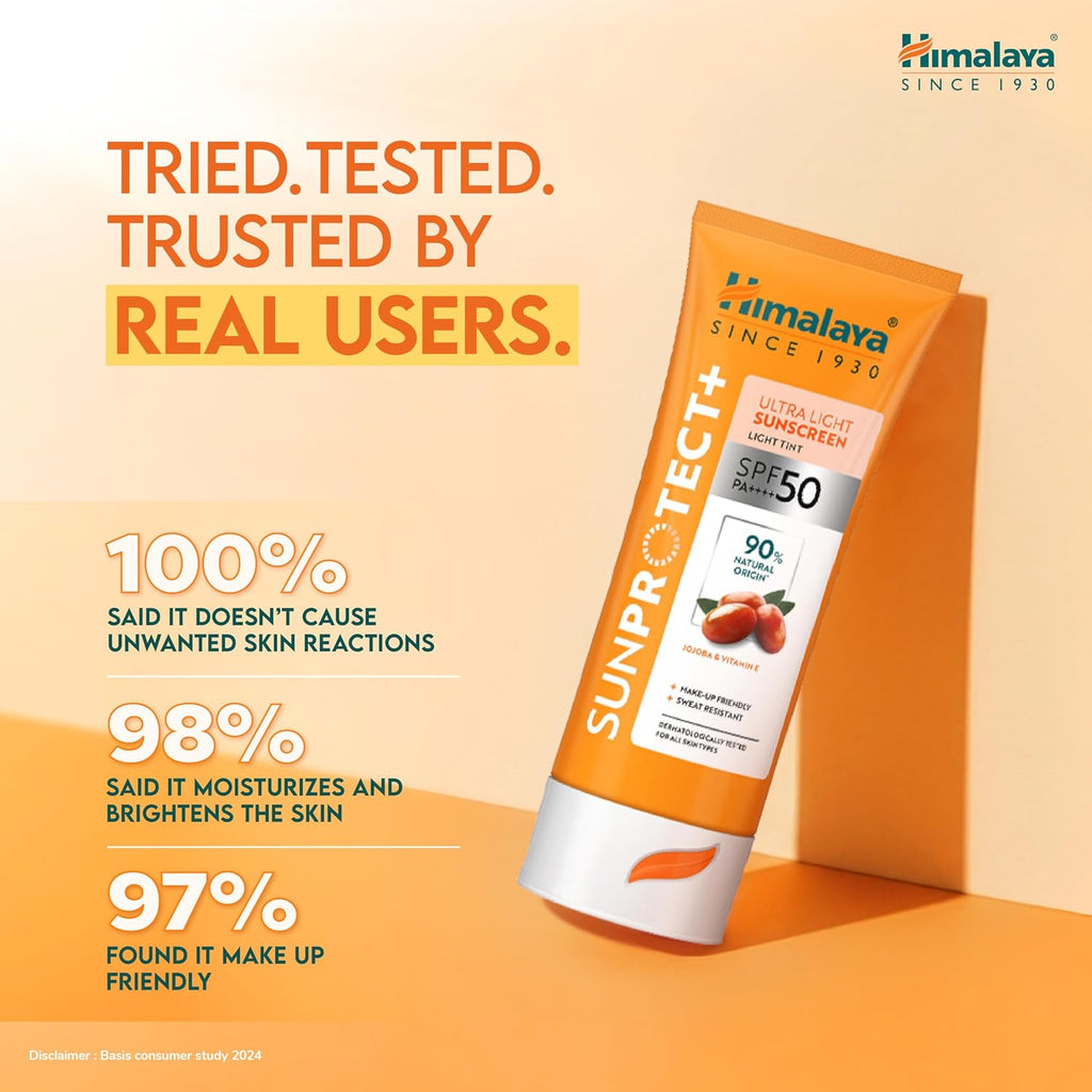 Himalaya Sun Protect+ Ultra Light Sunscreen | Light tint Cream 50g