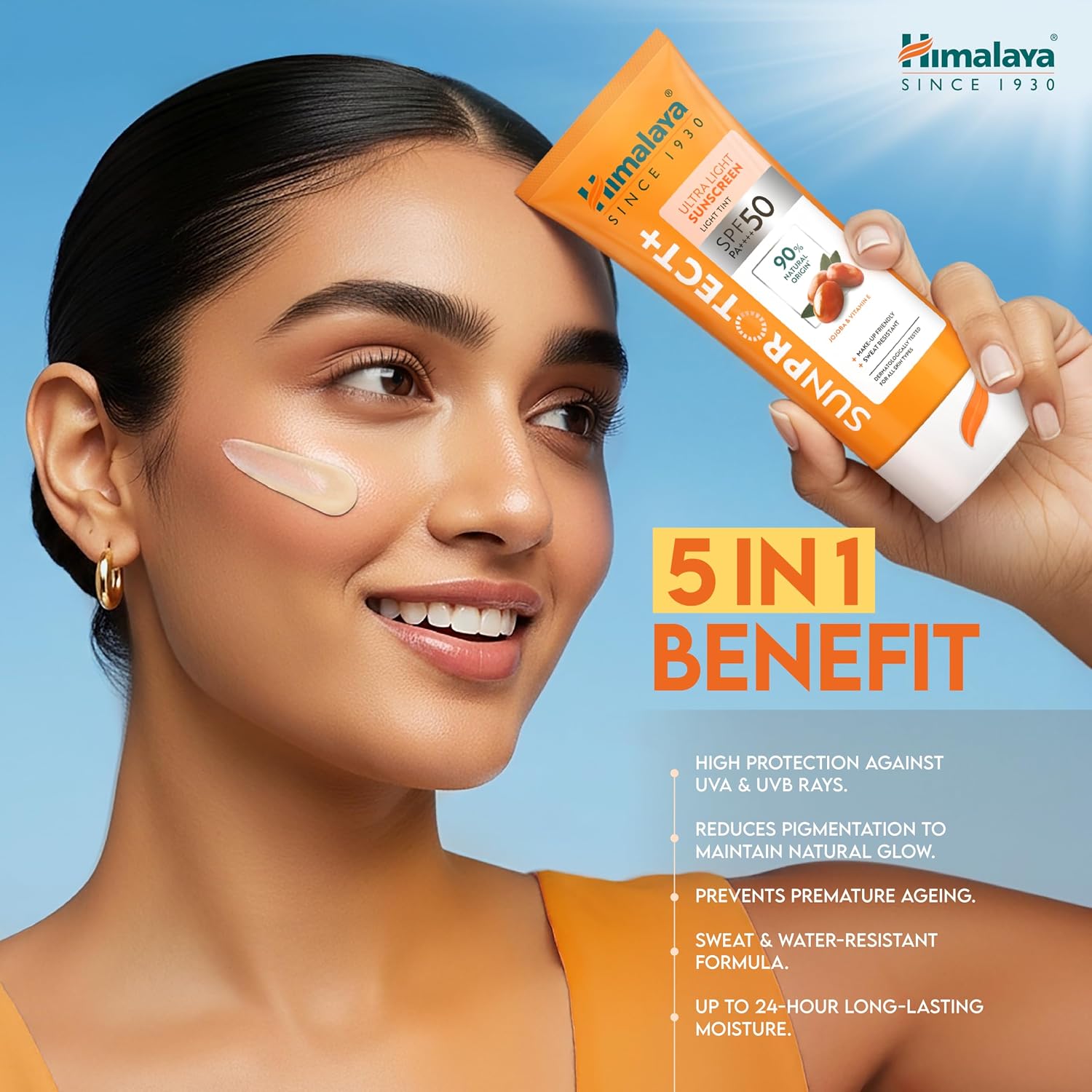 Himalaya Sun Protect+ Ultra Light Sunscreen | Light tint Cream 50g