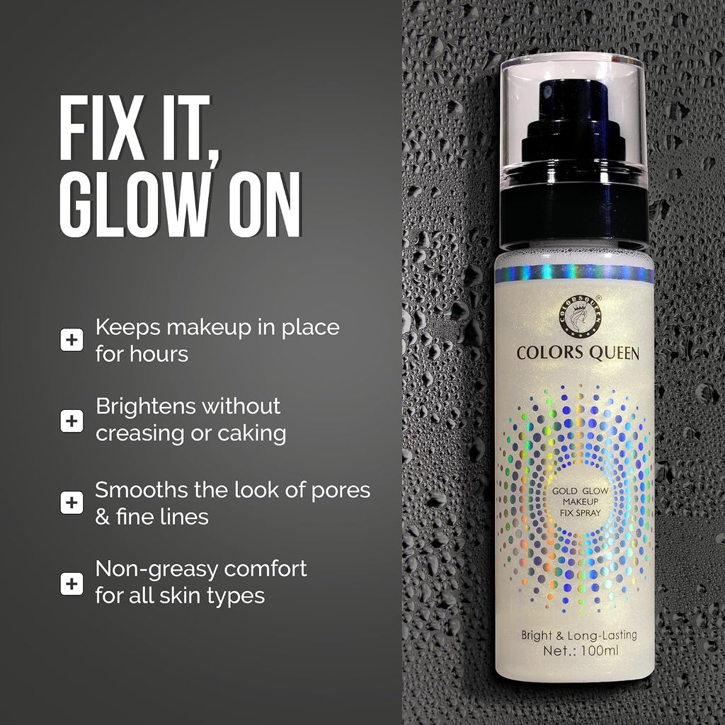 Colors Queen Gold Glow Makeup Fixer Spray – 100 ml