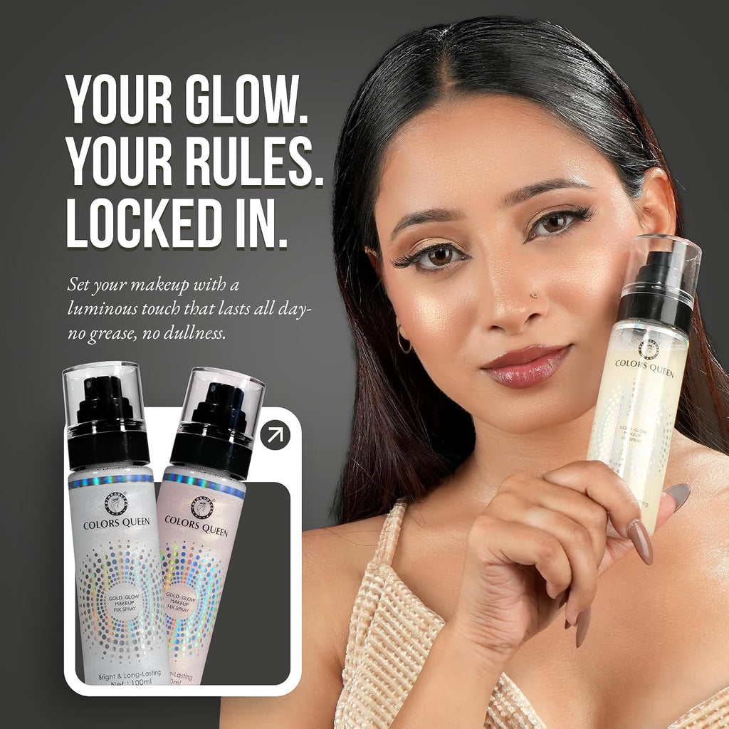 Colors Queen Gold Glow Makeup Fixer Spray – 100 ml