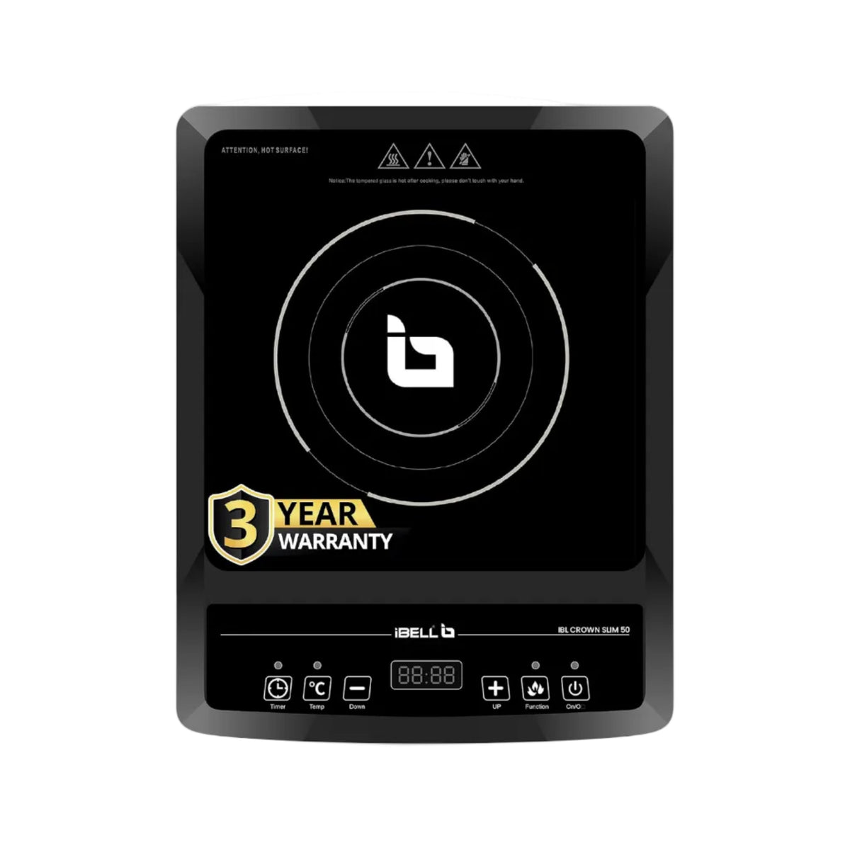IBELL SLIM50 Induction Cooktop, 2000W, 3-YEAR WARRANTY, Digital Touch Control, LED Display,Auto Shut-Off & Overheat Protection [Black]