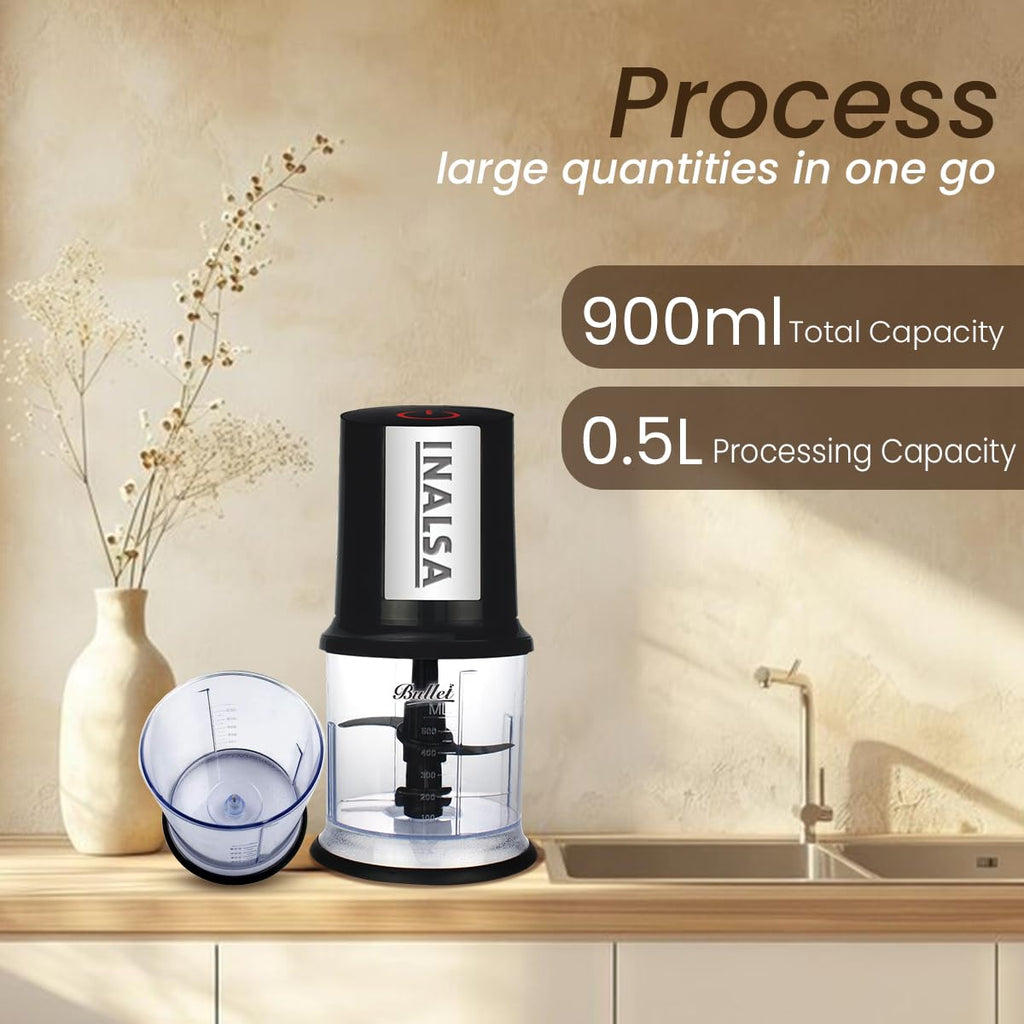 INALSA Electric Chopper Bullet-400 Watts  One Touch Operation, 1.30mtr
