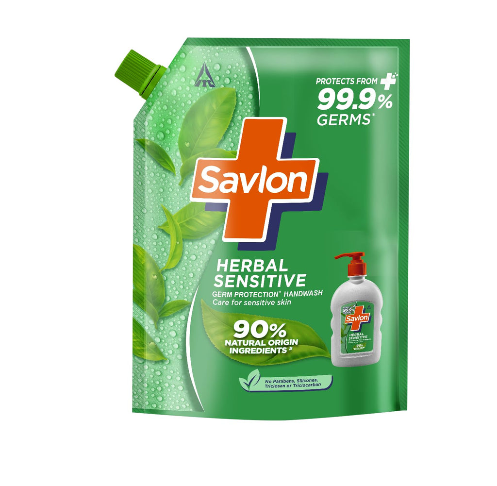 ITC Savlon Herbal Sensitive Germ Protection Liquid Handwash Refill Pack 1.3L