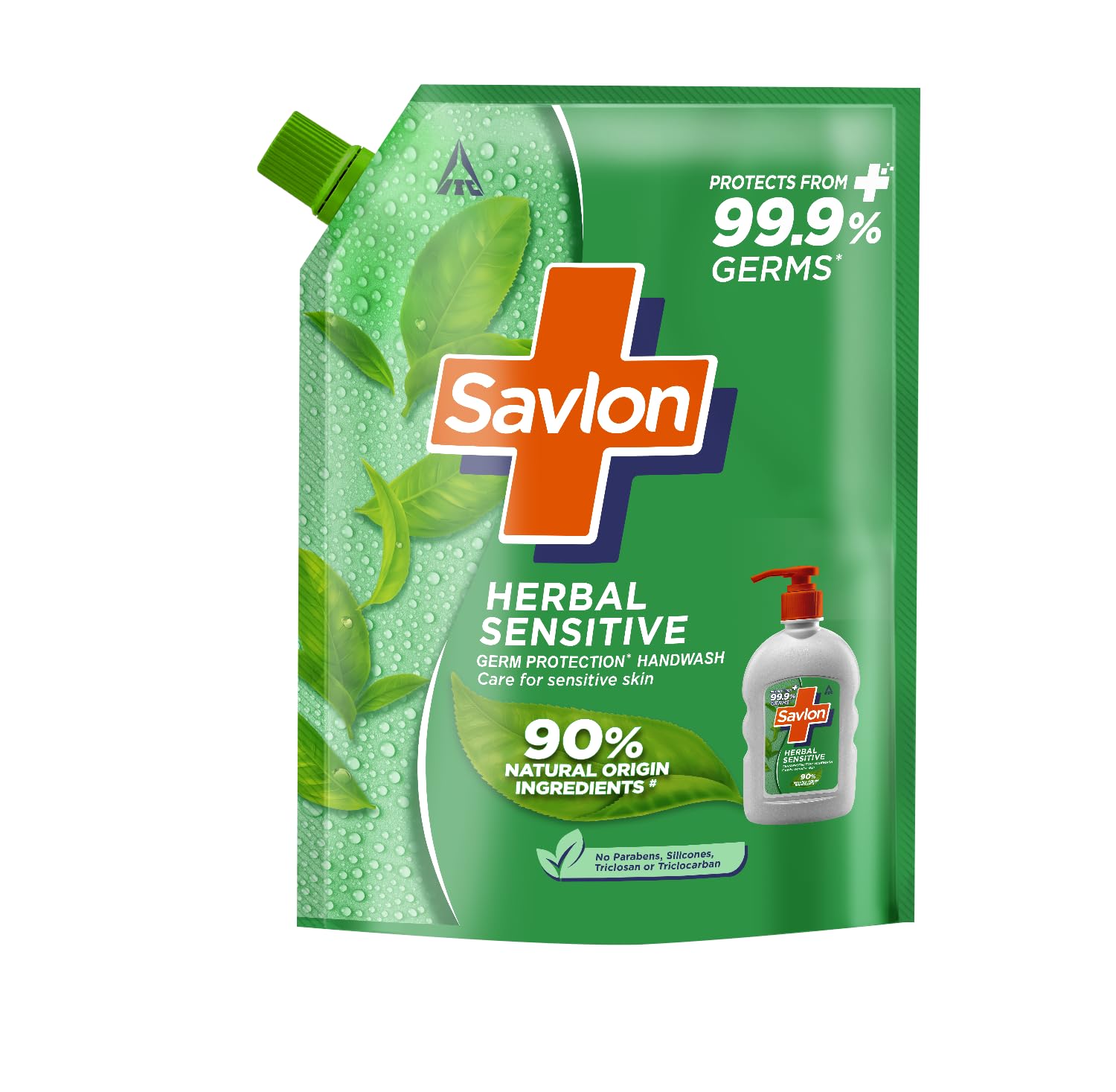 ITC Savlon Herbal Sensitive Germ Protection Liquid Handwash Refill Pack 1.3L