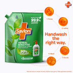 ITC Savlon Herbal Sensitive Germ Protection Liquid Handwash Refill Pack 1.3L