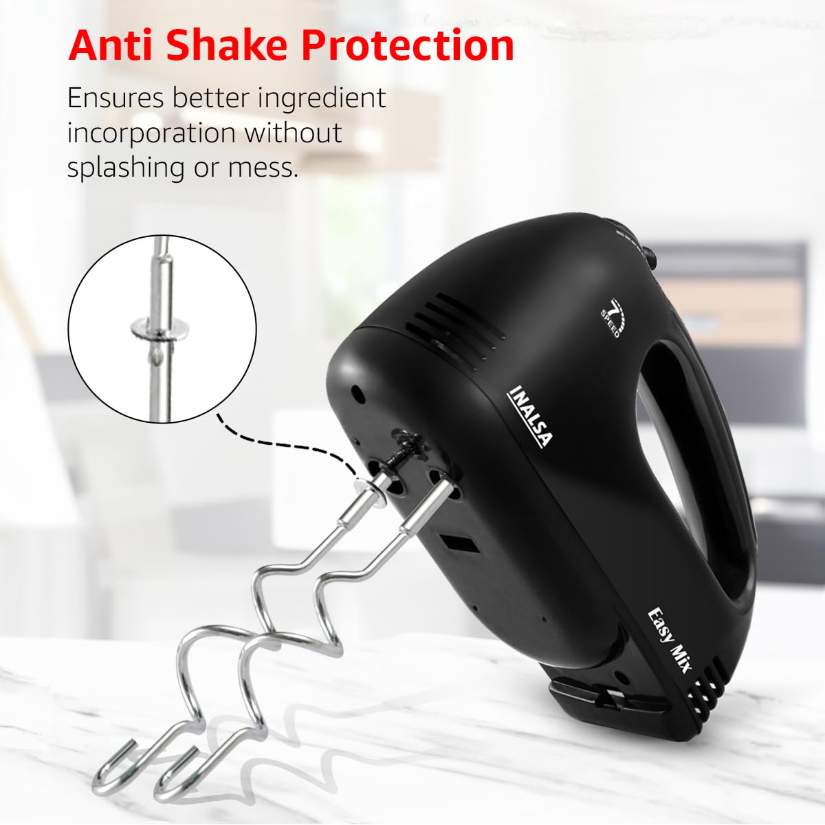 Inalsa Hand Blender| Hand Mixer|Beater - Easy Mix, Powerful 250 Watt Motor | Variable 7 Speed Control | 1 Year Warranty