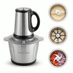 InstaCuppa Electric Chopper for Kitchen Use with 3 Attachments, 2 Litre Stainless Steel Meat Mincer, 300W