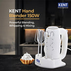 KENT 150W, 5 Speed Control, Copper Motor, Multiple Beaters, Overheating Protection, Food Grade Plastic Body Hand Blender (White)