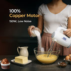 KENT 150W, 5 Speed Control, Copper Motor, Multiple Beaters, Overheating Protection, Food Grade Plastic Body Hand Blender (White)