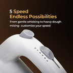 KENT 150W, 5 Speed Control, Copper Motor, Multiple Beaters, Overheating Protection, Food Grade Plastic Body Hand Blender (White)