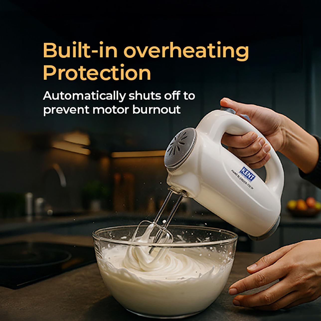 KENT 150W, 5 Speed Control, Copper Motor, Multiple Beaters, Overheating Protection, Food Grade Plastic Body Hand Blender (White)