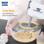 KENT Hand Blender 200 Watts | Multiple Beaters & Dough Hooks | In-Built Overheating Protection | 5 Speed Control | Turbo Function | 100% Copper Motor