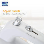 KENT Hand Blender 200 Watts | Multiple Beaters & Dough Hooks | In-Built Overheating Protection | 5 Speed Control | Turbo Function | 100% Copper Motor