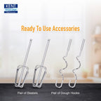 KENT Hand Blender 200 Watts | Multiple Beaters & Dough Hooks | In-Built Overheating Protection | 5 Speed Control | Turbo Function | 100% Copper Motor