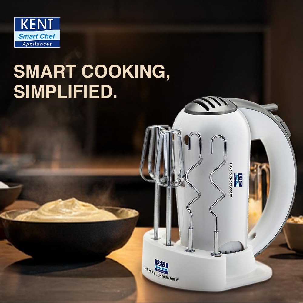 KENT Hand Blender 300 W | 5 Variable Speed Control | Multiple Beaters & Dough Hooks