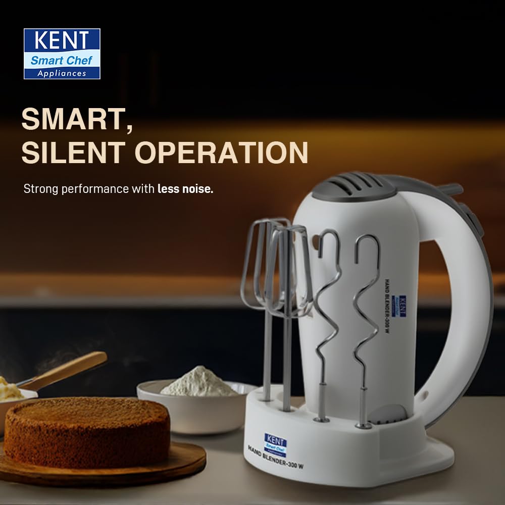 KENT Hand Blender 300 W | 5 Variable Speed Control | Multiple Beaters & Dough Hooks