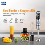 KENT Hand Blender Plus Chopper 450 W Multiple Attachments Chopper, Whisker & Jar
