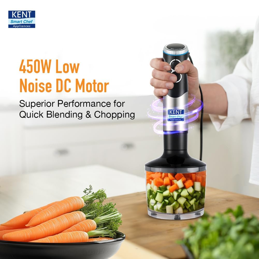 KENT Hand Blender Plus Chopper 450 W Multiple Attachments Chopper, Whisker & Jar